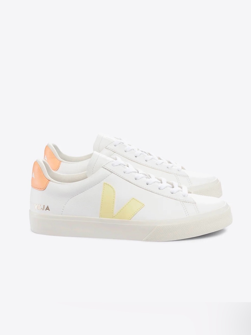 VEJA Campo Leather Sneakers White Sun Peach Women’s Sneakers Size 8